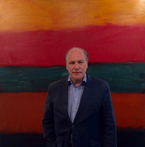 Tim Cooke with Sean Scully's Landline Red Red (2014). courtesy Kerlin Gallery, Dublin