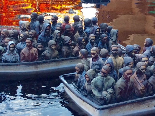 Remote control refugee boats at Dismaland