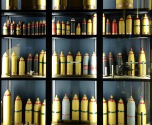 An unusual display of artillery shells